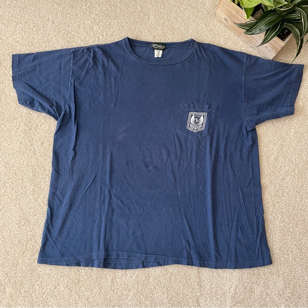 Vintage Polo Ralph Lauren T-Shirt Single Stitch Crest Pocket Distressed